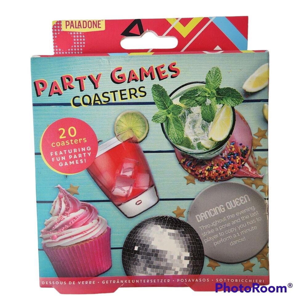 Party Games Coasters Set of 20 Featuring Fun Party Games NEW
